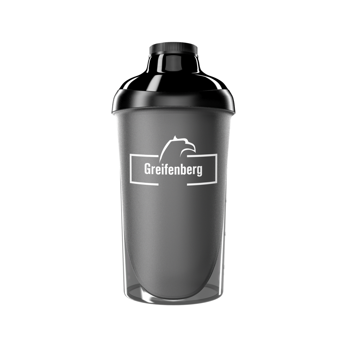 Schwarzer Shaker mit Greifenberg-Logo auf schwarzem Hintergrund.