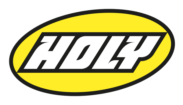 Gelbes ovales Logo mit dem Wort "HOLY" in weißen, fetten Buchstaben.