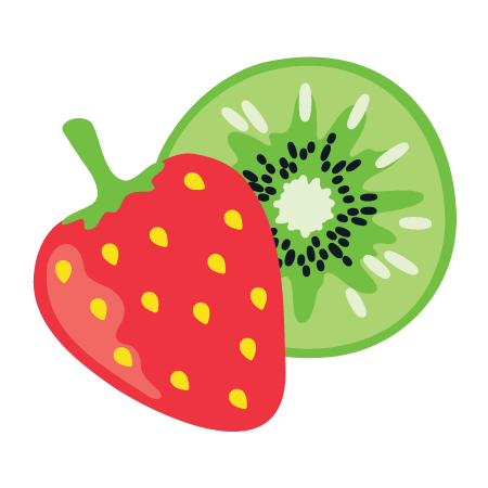 Erdbeere und in Scheiben geschnittene Kiwi auf weißem Hintergrund.