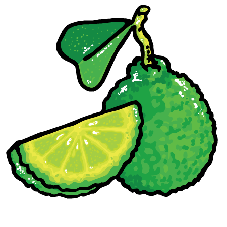 Eine ganze grüne Limette mit einem Stück geschnitten.