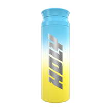 Blauer und gelber Shaker mit dem Schriftzug "HOLY".