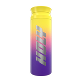 Gelber und violetter Shaker mit dem Schriftzug "HOLY" in silberner Schrift.