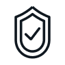 Schwarzes Schild-Symbol mit einem Häkchen in der Mitte.